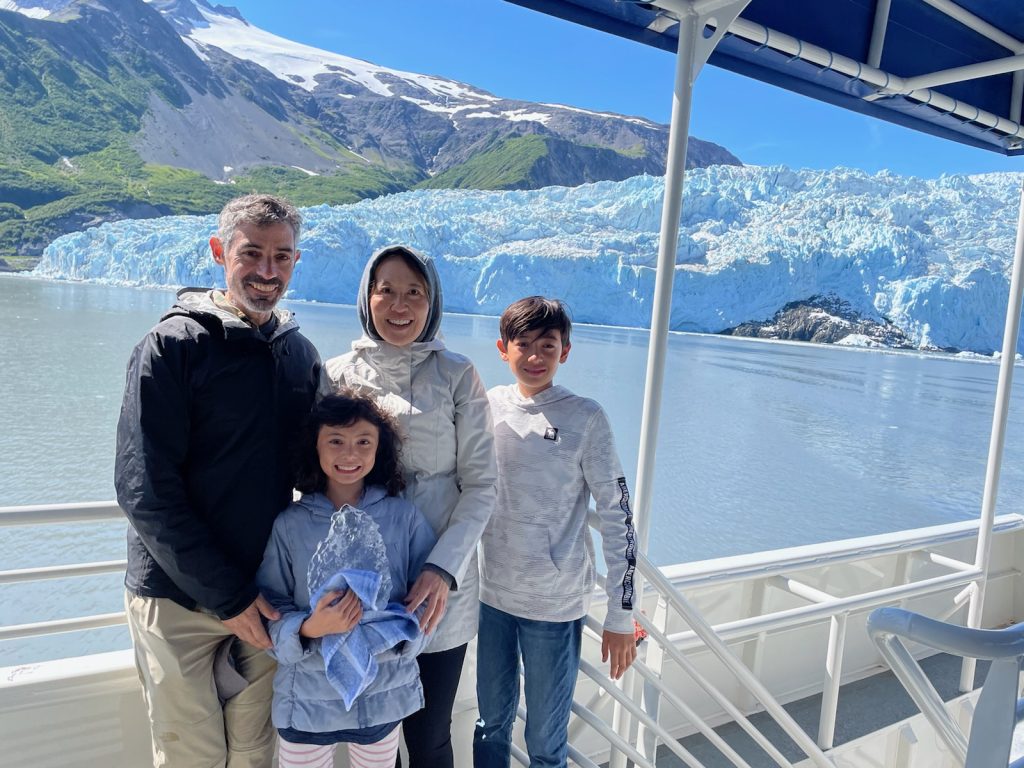 Family on a boat in Alaska